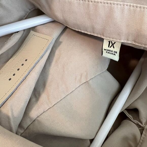 Blank NYC Khaki Asymmetrical Diagonal Zip Windbreaker Jacket sz 1X - Picture 7 of 8